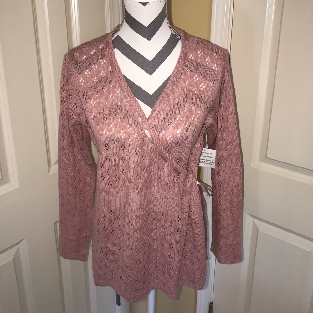 Blush pink wrap sweater